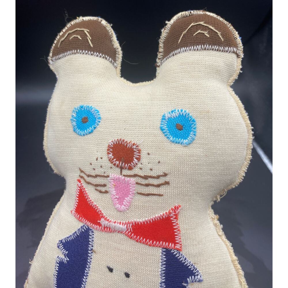 Reversible Vintage Red White Blue Rabbit Bear Stuffed Toy - Picture 5 of 5
